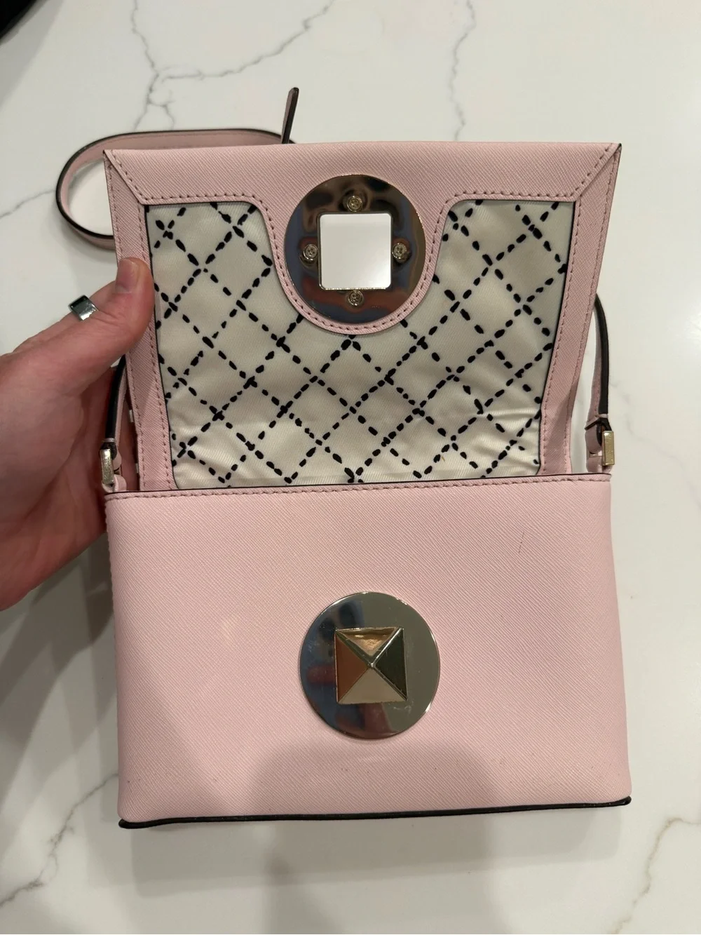 kate spade Light Pink Saffiano Crossbody Bag with Gold Accent